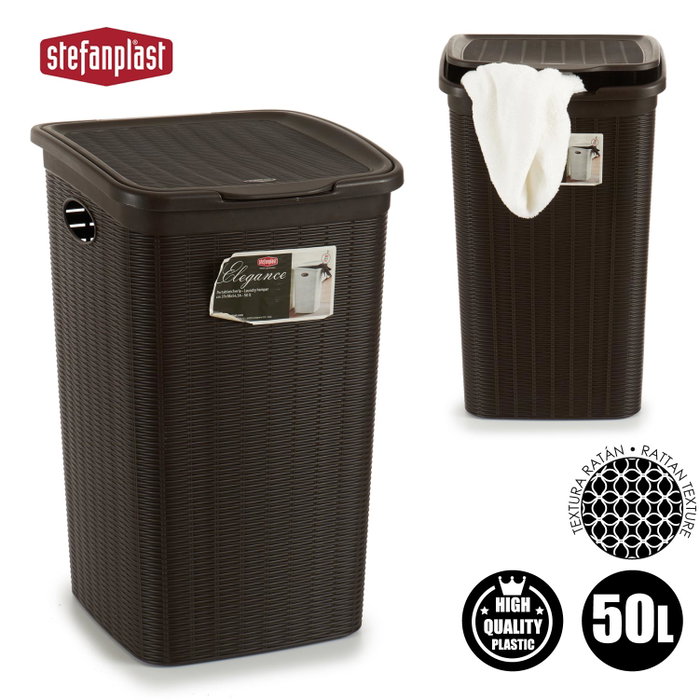 Stefanplast Pongotodo Elegance 50L Boîte de Rangement Plastique Marron Chocolat 36,5x54,5x38cm (Set de 6)
