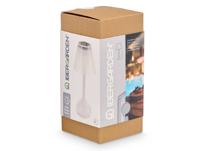 Ibergarden Lampe Solaire de Table Plastique Blanc Noir 9.4x20x9.4 cm avec Pile Ni-MH (Set de 18)