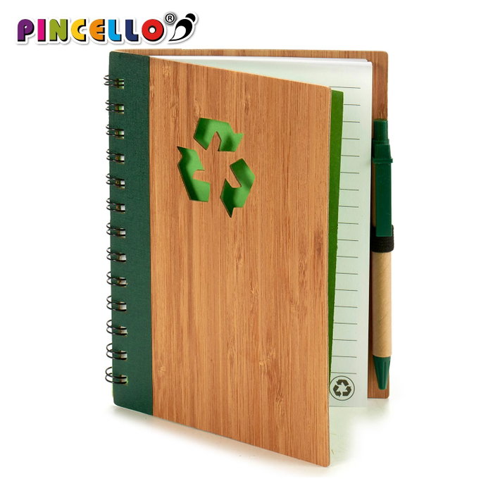 Pincello Carnet en bambou recyclé avec stylo 18x14 cm, assorti (Set de 24)