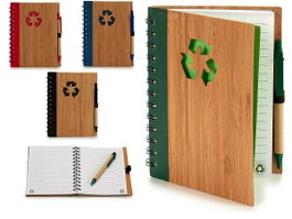 Pincello Carnet en bambou recyclé avec stylo 18x14 cm, assorti (Set de 24)