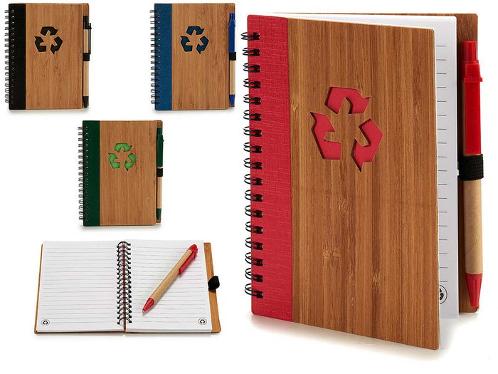 Pincello Carnet Bambou Recyclé avec Stylo 12x16 cm Assortis (Set de 24) Pincello Carnet Bambou Recyclé avec Stylo 12x16 cm Assortis (Set de 24)