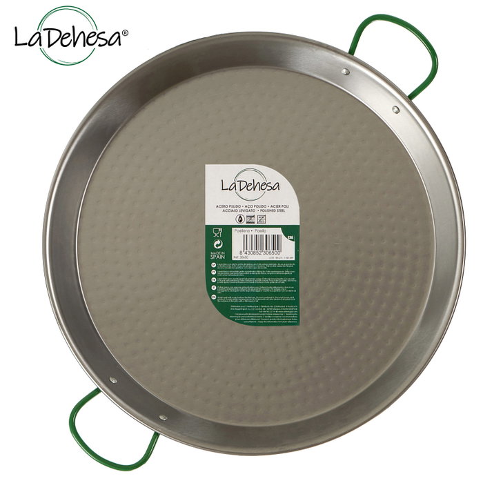 La Dehesa Paellera Acier Poli 34 cm 6 Rations avec 2 Poignées (Set de 6)