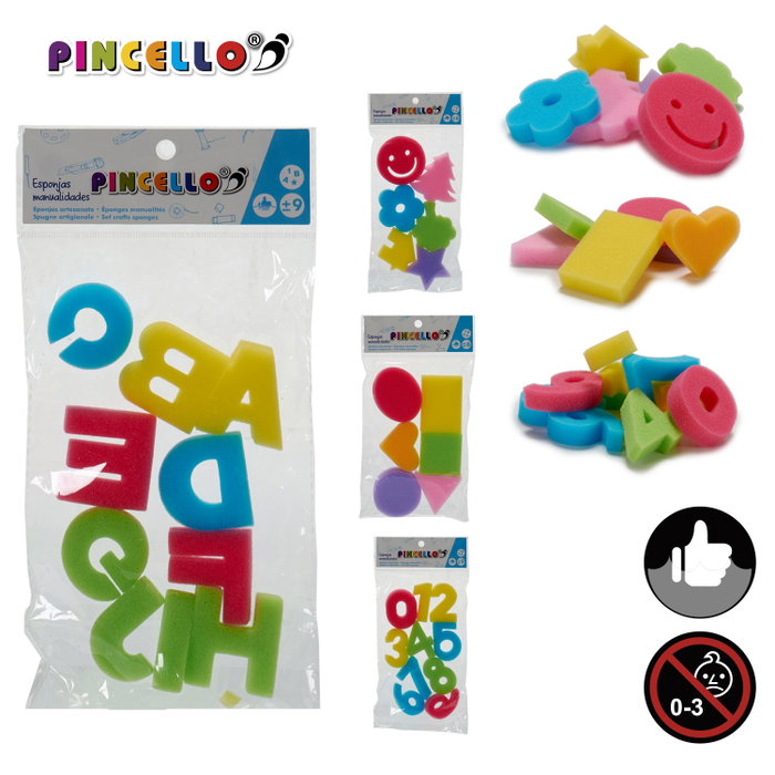 Pincello Lot d'éponges pour loisirs créatifs assorties 2 x 28 x 14 cm (Set de 36)