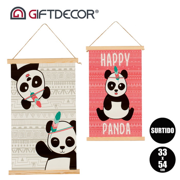 GIFTDECOR Tableau sur toile LIENZO PERGAMINO PANDA SUR2 33X54CM