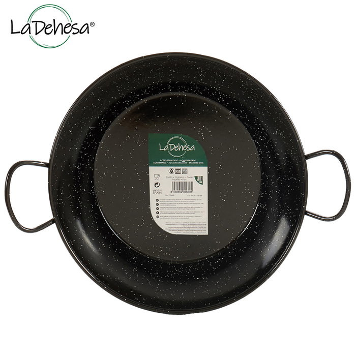 La Dehesa Poêle Creuse Émaillée avec Ansas 32 cm Acier Émaillé Noir (Set de 6)