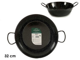 La Dehesa Poêle Creuse Émaillée avec Ansas 32 cm Acier Émaillé Noir (Set de 6)
