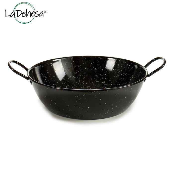 La Dehesa Poêle Creuse Émaillée avec Ansas 32 cm Acier Émaillé Noir (Set de 6)