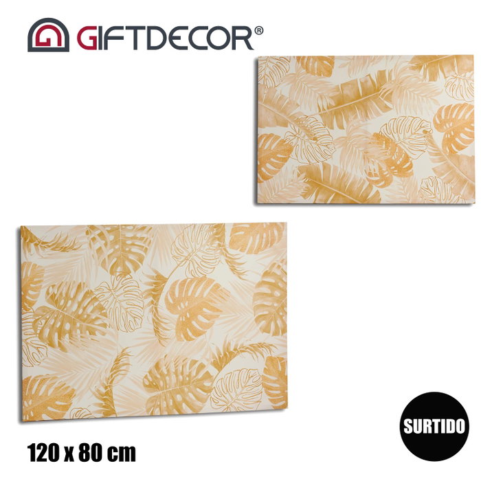 Giftdecor Lienzo 80 x 120 cm Feuille Naturelle Assortis (Set de 4)