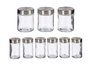 Vivalto Lot de 9 Bôtes en Verre avec Support Métal Transparent et Argenté 18x23x19 cm (Set de 6)