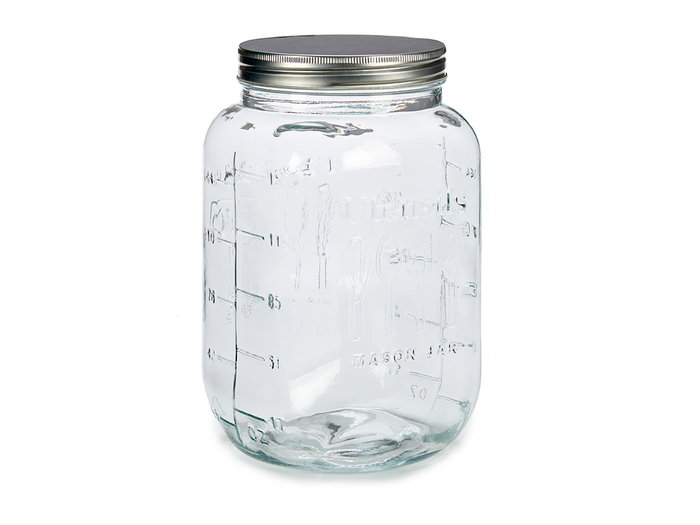 Vivalto Bocal Multiusos en Verre avec Couvercle en Acier 5L 17x27,5x17 cm (Set de 6)