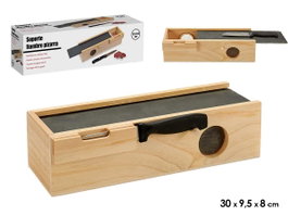 ARTE REGAL Boîte en bois avec ardoise et couteau, Noir-Marron