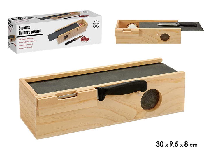 Arte Regal Boîte en Bois pour Charcuterie avec Ardoise et Couteau 30 x 9.5 x 8 cm (Set de 12) Arte Regal Boîte en Bois pour Charcuterie avec Ardoise et Couteau 30 x 9.5 x 8 cm (Set de 12)