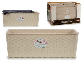 Stefanplast Jardinera avec réserve d'eau 50 cm Beige Plastique 48.5 x 17.5 x 16 cm (Set de 12)