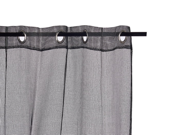 Giftdecor Rideau 140 x 260 cm 6 œillets Tissu Grille Noir Polyester (Set de 6)