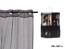 Giftdecor Rideau 140 x 260 cm 6 œillets Tissu Grille Noir Polyester (Set de 6)