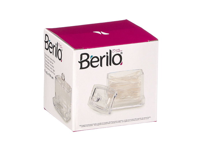 Berilo Organisateur pour cotons-tiges transparent en plastique 9x10x8 cm (Set de 12) Berilo Organisateur pour cotons-tiges transparent en plastique 9x10x8 cm (Set de 12)