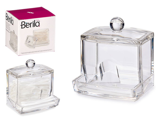 Berilo Organisateur pour cotons-tiges transparent en plastique 9x10x8 cm (Set de 12) Berilo Organisateur pour cotons-tiges transparent en plastique 9x10x8 cm (Set de 12)