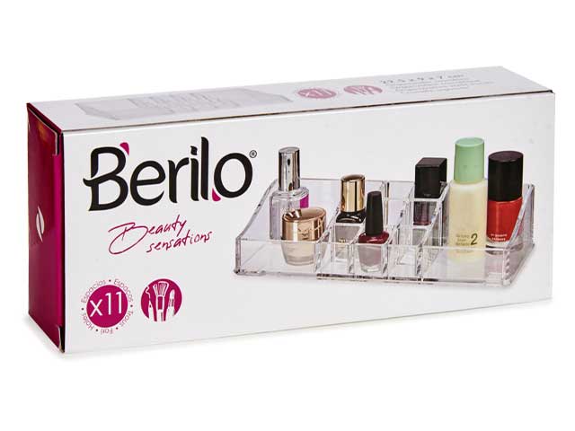 Berilo Organisateur 11 grands compartiments latéraux transparent 22x5x9 cm Plastique (Set de 12)