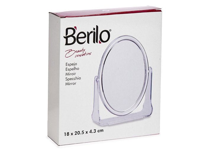 Berilo Miroir en Métacrylate Ovale avec Support Transparent 18x20x4 cm (Set de 12)