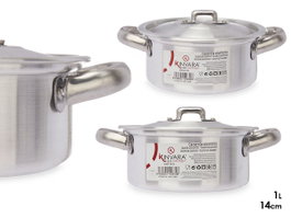 Kinvara Casserole Aluminium 14 cm 1 L - Argent, Compatible Gaz Four et Lave-vaisselle (Set de 10)