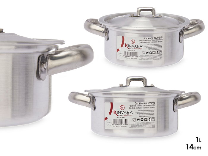 Kinvara Casserole Aluminium 14 cm 1 L - Argent, Compatible Gaz Four et Lave-vaisselle (Set de 10) Kinvara Casserole Aluminium 14 cm 1 L - Argent, Compatible Gaz Four et Lave-vaisselle (Set de 10)