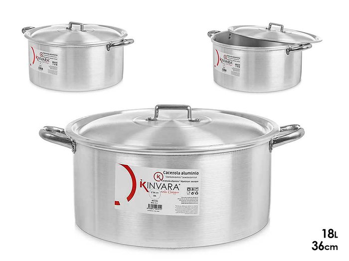 Kinvara Casserole en Aluminium 36 cm 18 L Argentée (Set de 3) Kinvara Casserole en Aluminium 36 cm 18 L Argentée (Set de 3)