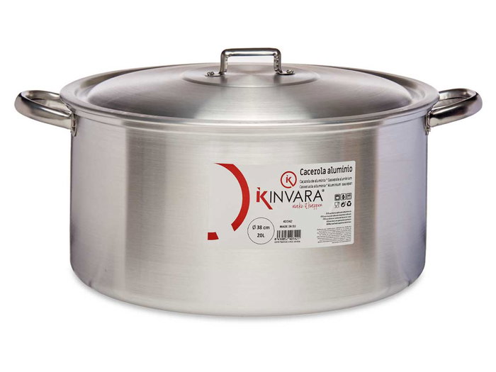 Kinvara Casserole en Alu 38 cm (20 L) avec Couvercle – Argenté – Compatible Gaz, Four, Lave-vaisselle (Set de 3) Kinvara Casserole en Alu 38 cm (20 L) avec Couvercle – Argenté – Compatible Gaz, Four, Lave-vaisselle (Set de 3)