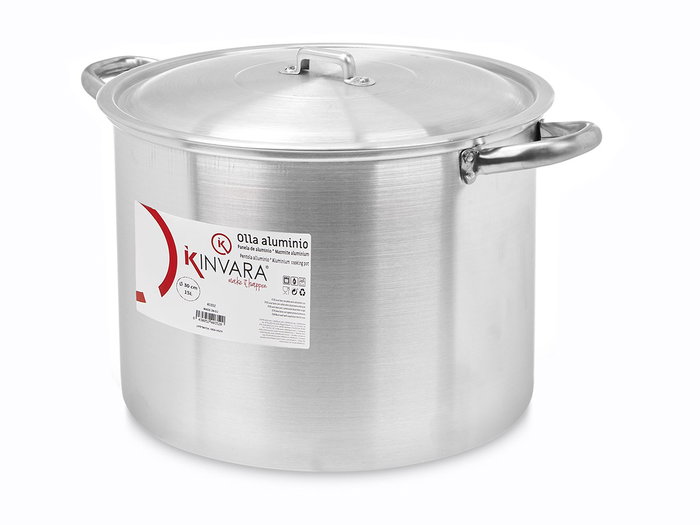 Kinvara Olla en Aluminium 30 cm 15 L avec Couvercle, Argenté, Compatible Gaz et Four (Set de 4) Kinvara Olla en Aluminium 30 cm 15 L avec Couvercle, Argenté, Compatible Gaz et Four (Set de 4)