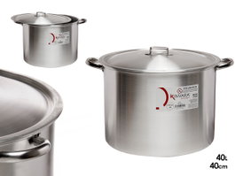 Kinvara Olla en Aluminium 40 cm 40 L avec Couvercle, Argent, pour Gaz, Four et Lave-vaisselle (Set de 2)
