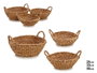 Giftdecor Lot de 3 Paniers Ronds avec Anse en Algue Marine Marron 36x22x25 cm (Set de 4)