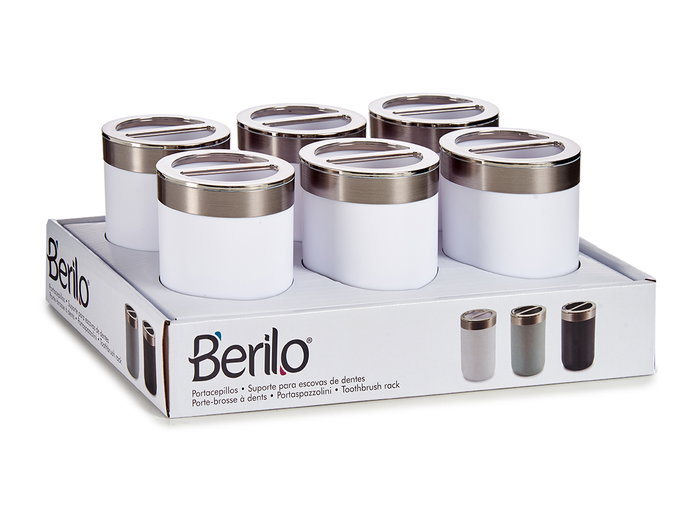 Berilo Porte-brosse à dents Blanc Argenté 7.7 x 11.5 x 7.7 cm Plastique (Set de 12) Berilo Porte-brosse à dents Blanc Argenté 7.7 x 11.5 x 7.7 cm Plastique (Set de 12)