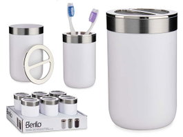 Berilo Porte-brosse à dents Blanc Argenté 7.7 x 11.5 x 7.7 cm Plastique (Set de 12)