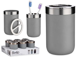 Berilo Porte-brosse à dents argenté gris 7,7 x 11,2 x 7,7 cm (Set de 12)