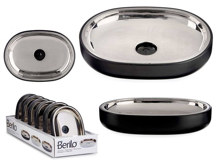 Berilo Jabonera Noire avec support 13x2.5x9.5 cm Plastique (Set de 12) Berilo Jabonera Noire avec support 13x2.5x9.5 cm Plastique (Set de 12)