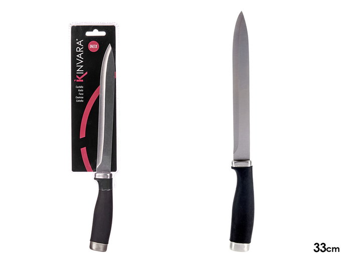 Kinvara Couteau moyen acier inoxydable avec manche plastique 33 x 2 x 3,5 cm Argent et Noir (Set de 24) Kinvara Couteau moyen acier inoxydable avec manche plastique 33 x 2 x 3,5 cm Argent et Noir (Set de 24)