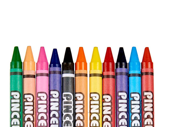 Pincello Lot de 24 crayons de cire synthétique, couleurs assorties, 10x11x1.5 cm (Set de 72)