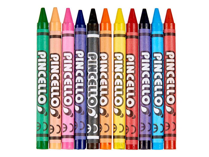 Pincello Lot de 24 crayons de cire synthétique, couleurs assorties, 10x11x1.5 cm (Set de 72)