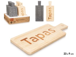 KINVARA Planche rectangulaire en bambou et ardoise pour tapas