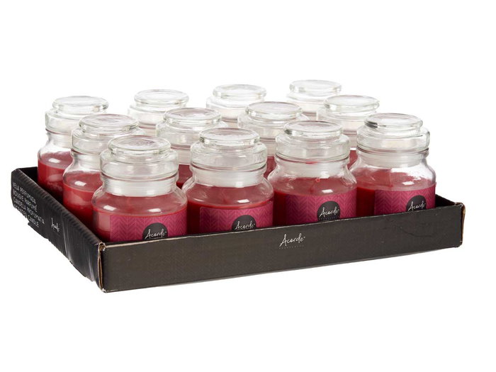 Acorde Bougie verre couvercle pomme cannelle 28H 7x10x7 cm rouge (Set de 12) Acorde Bougie verre couvercle pomme cannelle 28H 7x10x7 cm rouge (Set de 12)