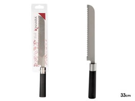 KINVARA Couteau à dents avec manche noir et lame en acier Plata-Negro