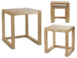 Giftdecor Jeu de 2 tables d'appoint nacré clair