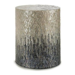 GIFTDECOR Tabouret Rond Nacre Gris Dégradé