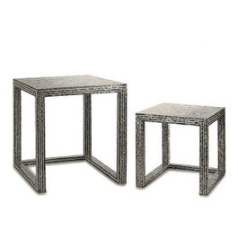 GIFTDECOR Lot de 2 tables nacré gris dégradé