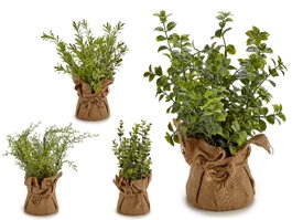 Ibergarden Plante Branche Sac Blanc Assorti 12x32x12 cm Plastique Liège Rafia Vert Marron (Set de 12)