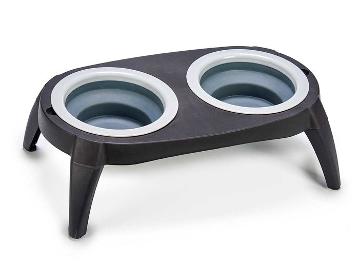MASCOW Comedero Doble Silicona Gris-Negro