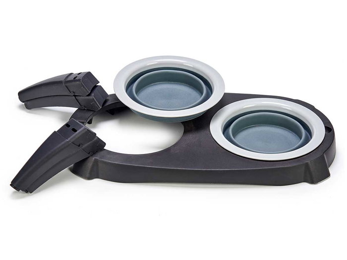 MASCOW Comedero Doble Silicona Gris-Negro