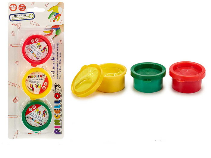 Pincello Jeu de 3 Pots de Peinture au Doigt 3 Couleurs Assorties avec Pinceaux 3x24x10 cm (Set de 36) Pincello Jeu de 3 Pots de Peinture au Doigt 3 Couleurs Assorties avec Pinceaux 3x24x10 cm (Set de 36)