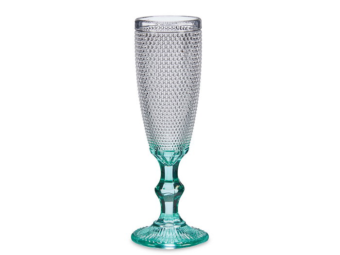 Vivalto Copa Puntos Cava Pie Turquoise en Verre 185 ml 7x20x7 cm (Set de 36)