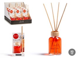 Acorde Mikado 50 ml avec tige orange et cannelle 7 x 17 x 5 cm (Set de 12)