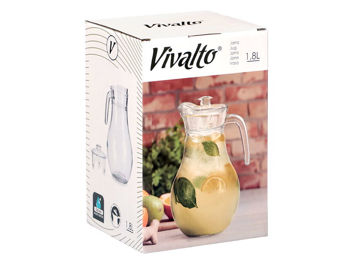 Vivalto Jarre en verre avec couvercle transparent 1,8 L 16x24x14 cm (Set de 8) Vivalto Jarre en verre avec couvercle transparent 1,8 L 16x24x14 cm (Set de 8)
